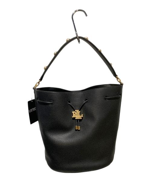 LAUREN RALPH LAUREN（ローレンラルフローレン）LAUREN RALPH LAUREN (ローレンラルフローレン) バケツ型 ワンショルダーバッグ/Andie Drawstring Black Leather Bucket Shoulder Bag ブラック 未使用品の古着・服飾アイテム