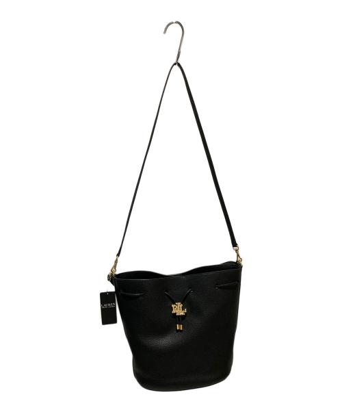LAUREN RALPH LAUREN（ローレンラルフローレン）LAUREN RALPH LAUREN (ローレンラルフローレン) バケツ型 ワンショルダーバッグ/Andie Drawstring Black Leather Bucket Shoulder Bag ブラック 未使用品の古着・服飾アイテム