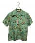 Sun Surf（サンサーフ）の古着「STAR OF HOLLY WOOD TYPEWRITER COTTON OPEN SHIRT アロハシャツ」｜グリーン