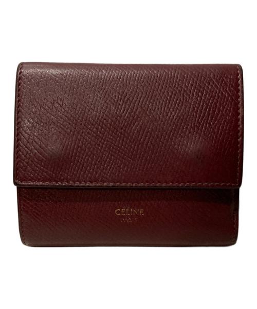 CELINE（セリーヌ）CELINE (セリーヌ) スモール トリフォールドウォレット ボルドーの古着・服飾アイテム