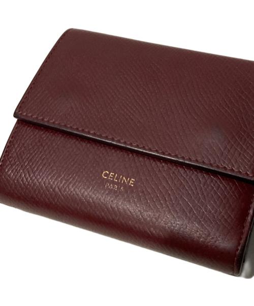 CELINE（セリーヌ）CELINE (セリーヌ) スモール トリフォールドウォレット ボルドーの古着・服飾アイテム