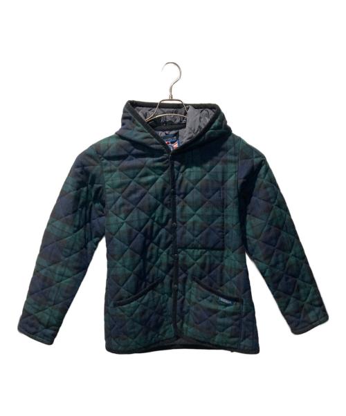 LAVENHAM（ラベンハム）LAVENHAM (ラベンハム) BLACKWATCH CRAYDONフーデッドキルティングジャケット グリーン×ネイビー サイズ:38の古着・服飾アイテム