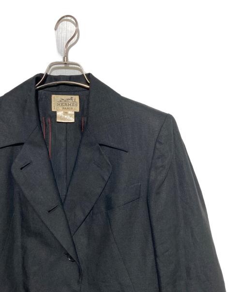HERMES（エルメス）HERMES (エルメス) 裏地ロゴリネンコート ブラック サイズ:38の古着・服飾アイテム