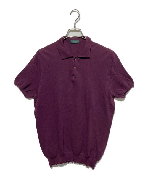 Zanone（ザノーネ）Zanone (ザノーネ) 半袖鹿の子ニットポロ ワインレッド サイズ:50の古着・服飾アイテム