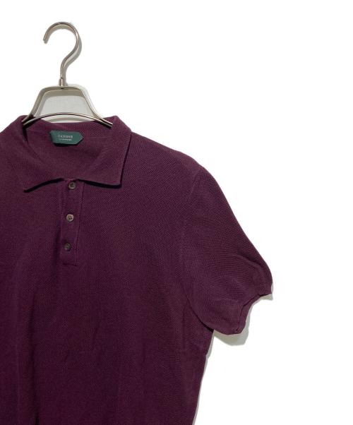 Zanone（ザノーネ）Zanone (ザノーネ) 半袖鹿の子ニットポロ ワインレッド サイズ:50の古着・服飾アイテム