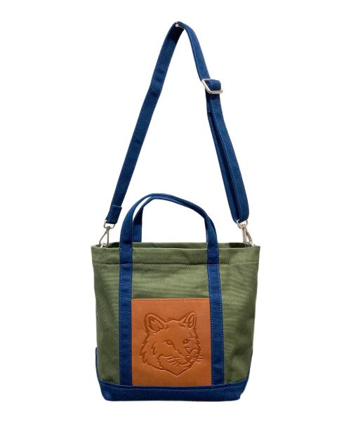 maison kitsune（メゾンキツネ）MAISON KITSUNE (メゾンキツネ) 2WAYショルダーバッグ カーキの古着・服飾アイテム