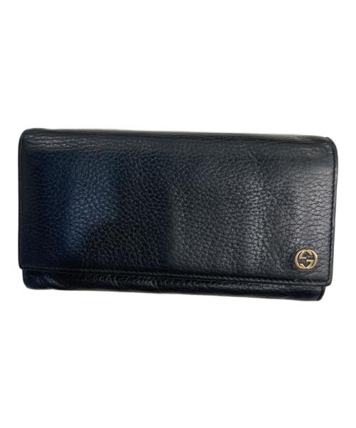 GUCCI（グッチ）GUCCI (グッチ) インターロッキングロングウォレット ブラックの古着・服飾アイテム