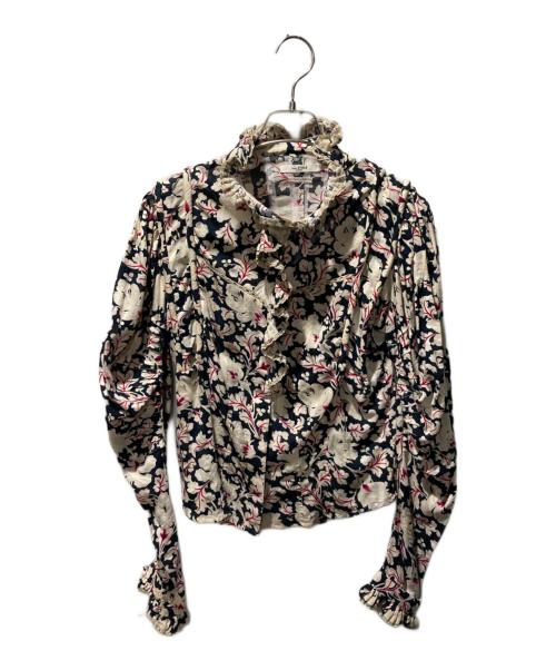 ISABEL ETOILE（イザベルマランエトワール）isabel etoile (イザベルマランエトワール) 花柄フリルシャツ ネイビー サイズ:34の古着・服飾アイテム