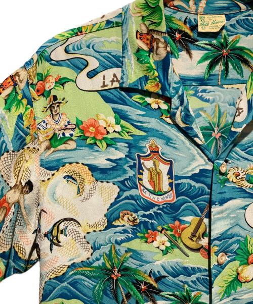 Sun Surf（サンサーフ）Sun Surf (サンサーフ) LAND OF ALOHAアロハシャツ ブルー サイズ:Mの古着・服飾アイテム