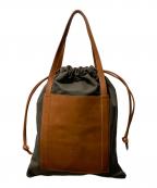 IL BISONTEイル ビゾンテ）の古着「ハンドルレザー&ポケットキャンバストートバッグ」｜オリーブ