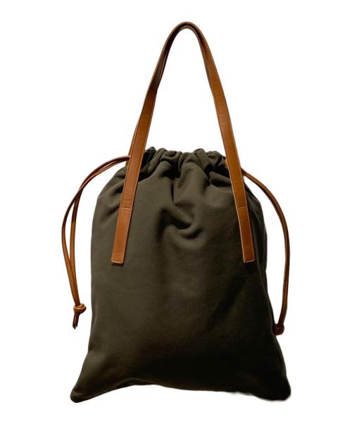 IL BISONTE（イル ビゾンテ）IL BISONTE (イル ビゾンテ) ハンドルレザー&ポケットキャンバストートバッグ オリーブの古着・服飾アイテム