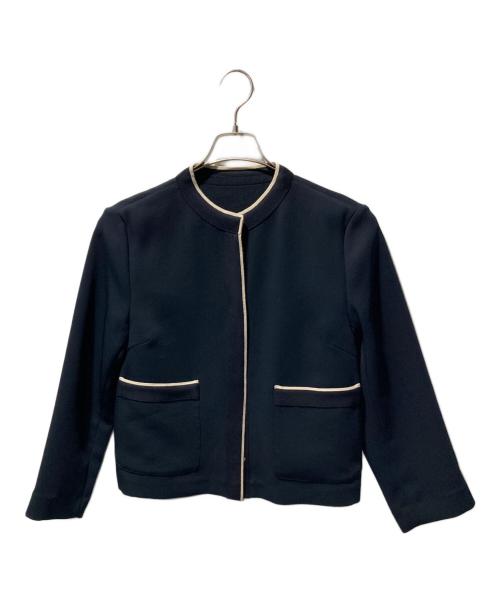 BALLSEY（ボールジィ）BALLSEY (ボールジィ) ニットコンビダブルクロス クルーネックジャケット ネイビー サイズ:36の古着・服飾アイテム