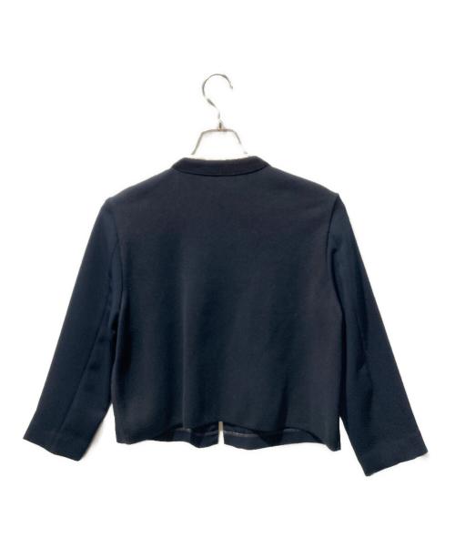 BALLSEY（ボールジィ）BALLSEY (ボールジィ) ニットコンビダブルクロス クルーネックジャケット ネイビー サイズ:36の古着・服飾アイテム