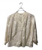 ne quittez pasヌキテパ）の古着「Cotton Voile Sedum Foil Print Gather Blouse」｜ベージュ