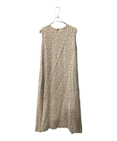 KAGURA（カグラ）KAGURA (カグラ) ドット柄リネンワンピース ブラウン サイズ:ＦＲＥＥの古着・服飾アイテム