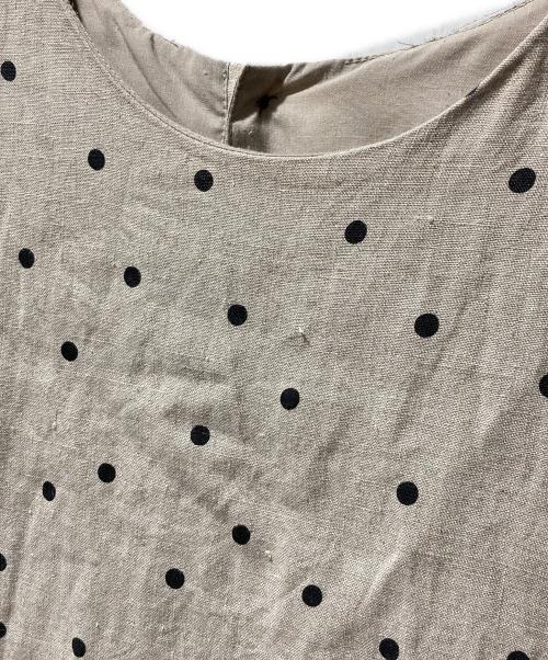 KAGURA（カグラ）KAGURA (カグラ) ドット柄リネンワンピース ブラウン サイズ:ＦＲＥＥの古着・服飾アイテム