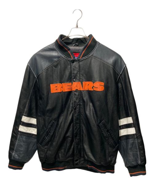 NFL（エヌエフエル）NFL (エヌエフエル) Chicago Bears オールレザースタジャン バーシティジャケット オレンジ×ブラック サイズ:Freeの古着・服飾アイテム