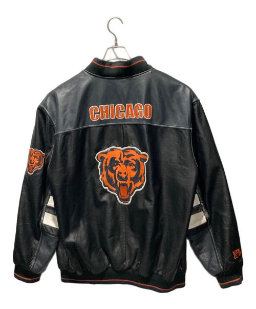 NFL（エヌエフエル）NFL (エヌエフエル) Chicago Bears オールレザースタジャン バーシティジャケット オレンジ×ブラック サイズ:Freeの古着・服飾アイテム