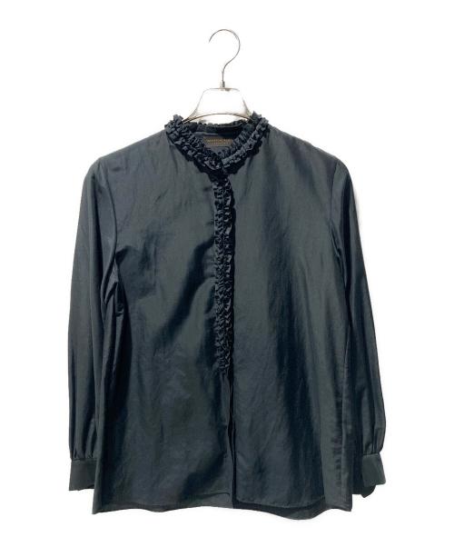 TOMORROW LAND collection（トゥモローランドコレクション）TOMORROW LAND collection (トゥモローランドコレクション) コットンシルクオーガンジー フリルブラウス ネイビー サイズ:Ｓ 未使用品の古着・服飾アイテム