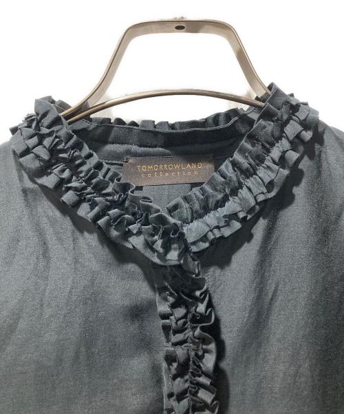 TOMORROW LAND collection（トゥモローランドコレクション）TOMORROW LAND collection (トゥモローランドコレクション) コットンシルクオーガンジー フリルブラウス ネイビー サイズ:Ｓ 未使用品の古着・服飾アイテム