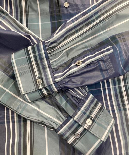 GALERIE VIE（ギャルリーヴィー）GALERIE VIE (ギャルリーヴィー) ライトタフタ ギャザーカラーブラウス ネイビー×グレー サイズ:FREEの古着・服飾アイテム