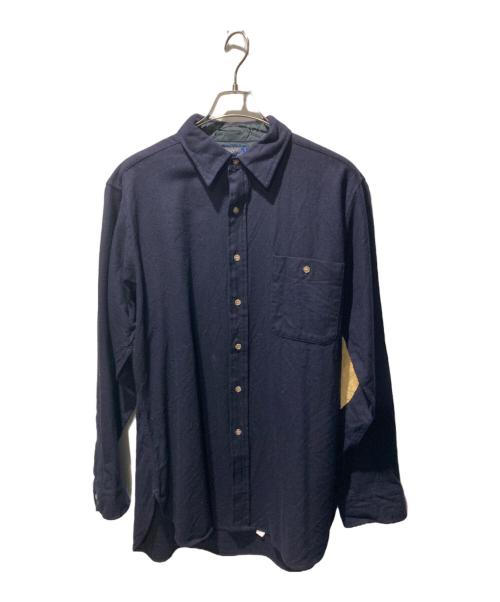 PENDLETON（ペンドルトン）PENDLETON (ペンドルトン) 70’S-80'Sエルボーパッチウールシャツ ネイビー サイズ:Lの古着・服飾アイテム