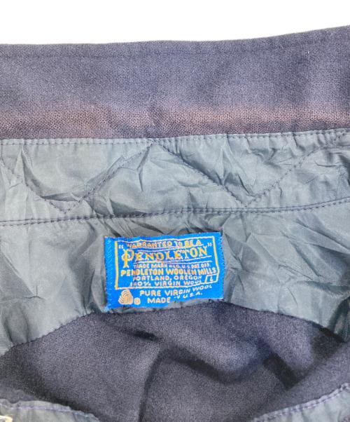 PENDLETON（ペンドルトン）PENDLETON (ペンドルトン) 70’S-80'Sエルボーパッチシャツ ネイビー サイズ:Lの古着・服飾アイテム