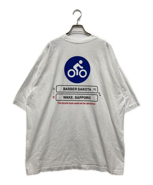 barber sakota（バーバー サコタ）barber sakota (バーバー サコタ) WAKE SAPPORO (ウェイクサッポロ) BICYCLE TEE ホワイト サイズ:2XLの古着・服飾アイテム