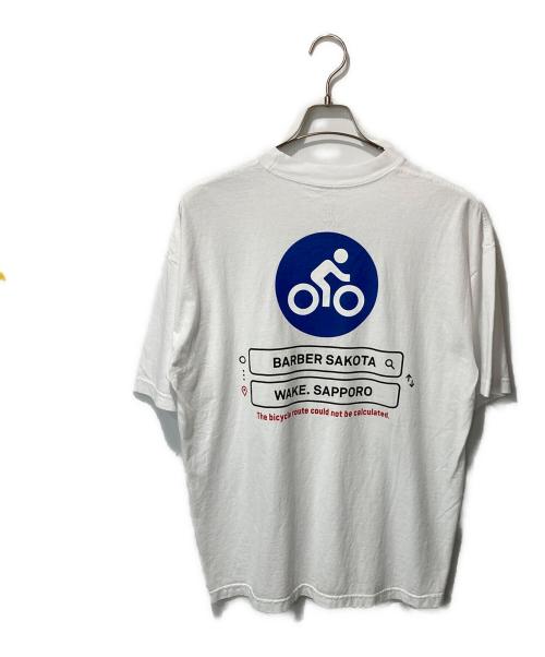 barber sakota（バーバー サコタ）barber sakota (バーバー サコタ) WAKE SAPPORO (ウェイクサッポロ) BICYCLE TEE ホワイト サイズ:Lの古着・服飾アイテム