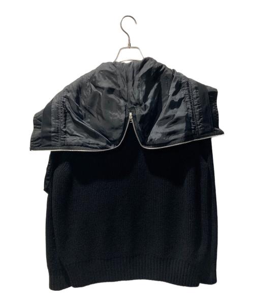 sacai（サカイ）sacai (サカイ) 21AW ドッキングウールニットフーディ ブラック サイズ:1の古着・服飾アイテム
