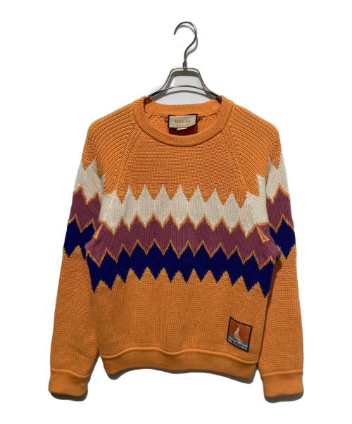 GUCCI（グッチ）GUCCI (グッチ) Stripe Pattern Sweater オレンジ サイズ:Ｍの古着・服飾アイテム