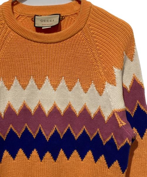 GUCCI（グッチ）GUCCI (グッチ) Stripe Pattern Sweater オレンジ サイズ:Ｍの古着・服飾アイテム