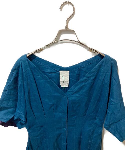 Sybilla（シビラ）Sybilla (シビラ) 半袖リネンワンピース グリーン サイズ:2の古着・服飾アイテム