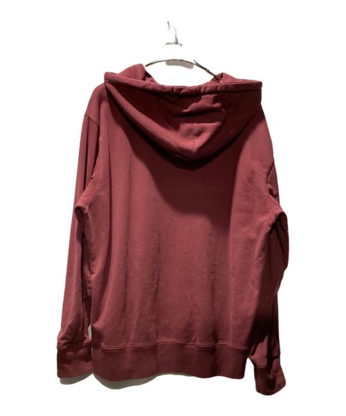 maison kitsune（メゾンキツネ）MAISON KITSUNE (メゾンキツネ) DRESSED FOX PRINT RELAXED HOODIE レッド サイズ:Mの古着・服飾アイテム