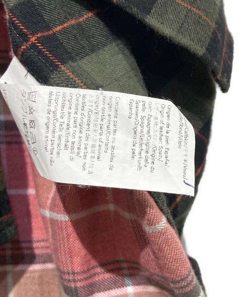 LOEWE（ロエベ）LOEWE (ロエベ) 22SSアナグラムレザーパッチ長袖チェックシャツ オリーブ×ピンク サイズ:38の古着・服飾アイテム