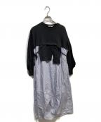 nagonstansナゴンスタンス）の古着「ソフト天竺 CUT COMBI DRESS」｜ブラック×ブルー