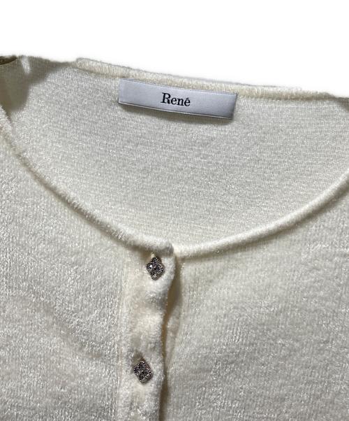 Rene（ルネ）Rene (ルネ) クローバーボタンモールニットカーディガン ホワイト サイズ:36の古着・服飾アイテム
