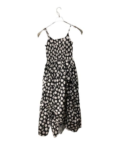 OMMO（オーエムエムオー）OMMO (オーエムエムオー) IRREGULAR SHIRRING CAMI OP ブラック×ホワイト サイズ:38の古着・服飾アイテム