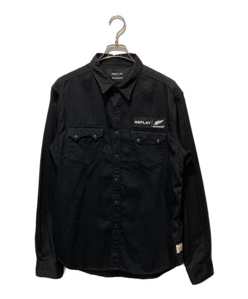 REPLAY（リプレイ）REPLAY (リプレイ) ALL BLACKS (オールブラックス) ウエスタンシャツ ブラック サイズ:Lの古着・服飾アイテム