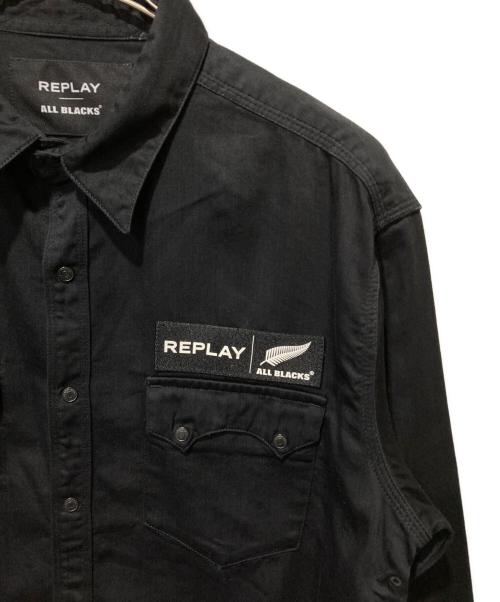 REPLAY（リプレイ）REPLAY (リプレイ) ALL BLACKS (オールブラックス) ウエスタンシャツ ブラック サイズ:Lの古着・服飾アイテム