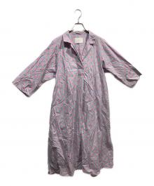 mala KALANCHOE（マーラ カランコエ）の古着「Organic Poplin Block Print Kaftan Dress」｜パープル