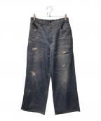 MB ULTIMATE FABRICエムビーアルティメットファブリック）の古着「トロンプルイユワイドデニムパンツ」｜インディゴ