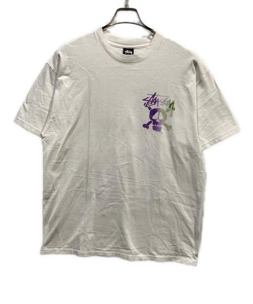 stussy（ステューシー）stussy (ステューシー) スカルプリントTシャツ ホワイト サイズ:Lの古着・服飾アイテム