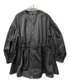 VERMEIL par ienaヴェルメイユ パー イエナ）の古着「ノーカラーギャザーZIPブルゾン」｜ブラック