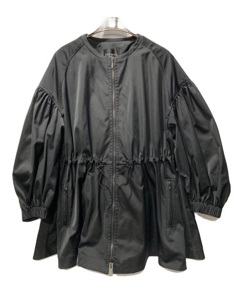 VERMEIL par iena（ヴェルメイユ パー イエナ）VERMEIL par iena (ヴェルメイユ パー イエナ) ノーカラーギャザーZIPブルゾン ブラック サイズ:FREEの古着・服飾アイテム