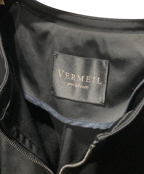 VERMEIL par iena（ヴェルメイユ パー イエナ）VERMEIL par iena (ヴェルメイユ パー イエナ) ノーカラーギャザーZIPブルゾン ブラック サイズ:FREEの古着・服飾アイテム