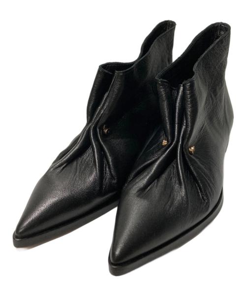 HARUNOBUMURATA（ハルノブ ムラタ）HARUNOBUMURATA (ハルノブ ムラタ) GARVIE - POINTED TOE PIERCED LEATHER SHOES ブラック サイズ:39の古着・服飾アイテム