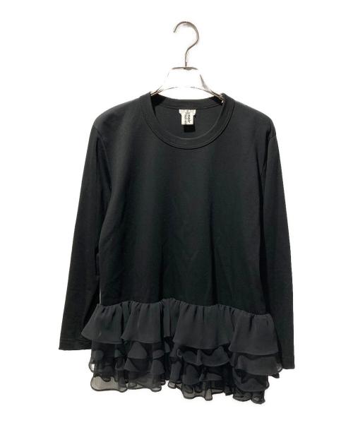 noir kei ninomiya（ノワール ケイ ニノミヤ）noir kei ninomiya (ノワール ケイ ニノミヤ) シアーフリルカットソー ブラック サイズ:Ｍの古着・服飾アイテム