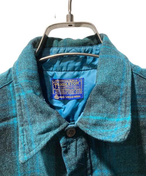 PENDLETON（ペンドルトン）PENDLETON (ペンドルトン) 60’S-70’S ロングチェックシャツ グリーン サイズ:15　1/2の古着・服飾アイテム