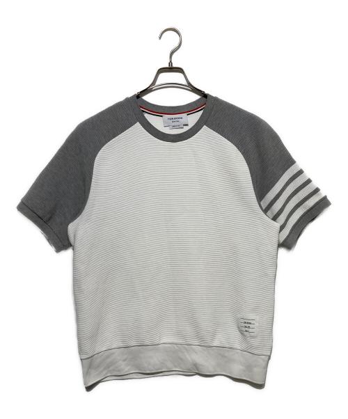 Thom Browne（トムブラウン）Thom Browne (トムブラウン) サドル半袖 4-BAR スウェットシャツ ホワイト サイズ:4の古着・服飾アイテム